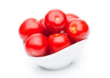 Fresh healthy cherry tomatoes in white bowl