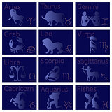 Set of twelve Zodiac signs