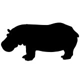 black and white vector hippo silhouette
