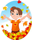 Boy and Leaves 