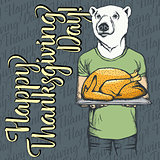 Vector illustration of Thanksgiving bear concept