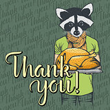 Vector illustration of Thanksgiving racoon concept