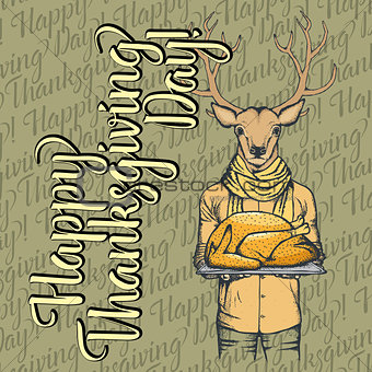 Vector illustration of Thanksgiving deer concept