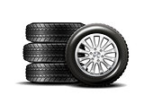Car tires isolated on white background