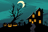 Halloween Background with haunted house 