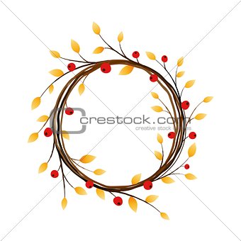Autumn wreath on white background