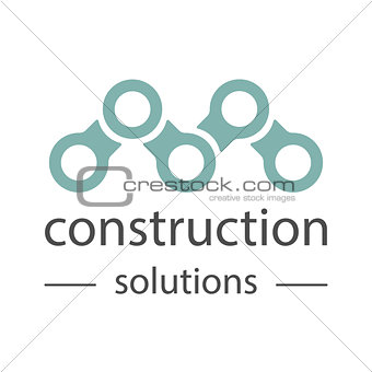 Construction company logo universal template. Building firm and architect bureau insignia, brand illustration isolated on white background.