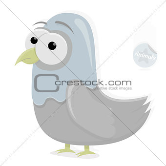 Funny dove character on a white background. Cartoon animals for animation or graphic design.