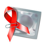Red ribbon with a condom