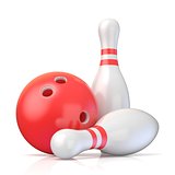 Skittles and bowling ball 3D