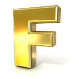Golden font collection letter - F. 3D