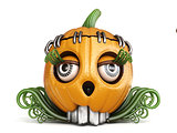 Halloween pumpkin Jack O Lantern lady 3D