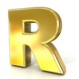 Golden font collection letter - R. 3D