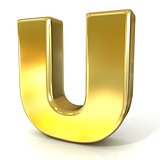 Golden font collection letter - U. 3D