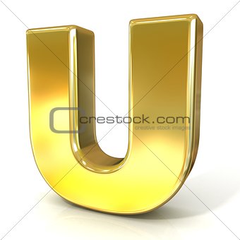 Golden font collection letter - U. 3D