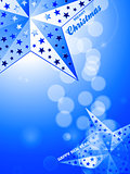 Christmas and New Years blue background with decorative stars