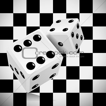Playing dice for a casino on a transparent checkered background