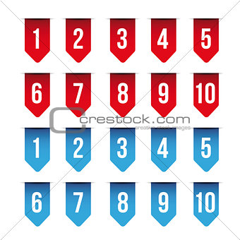 Number set ribbon red and blue