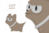 Serious cat. Angry stare big eyes. Cartoon character for animation or print.