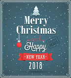 Merry Christmas vintage greeting card.
