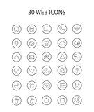 30 Grey Web Icons with Hollow Round