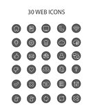 30 Grey Web Icons with Interior Full Round