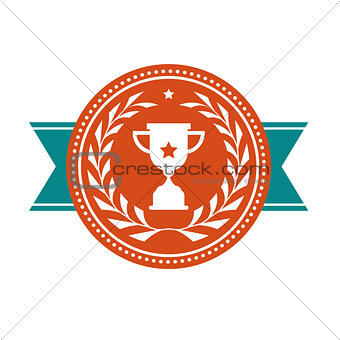 Achievement badge - award medal with sport cup 