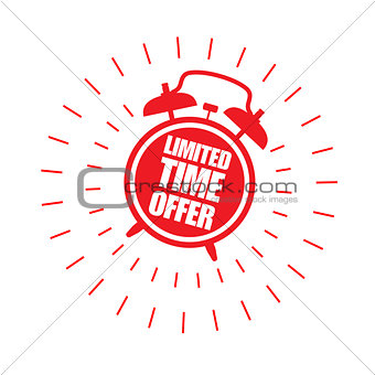 Limited time offer sticker with alarm clock