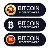 Bitcoins accepted here banner - cryptocurrency icon