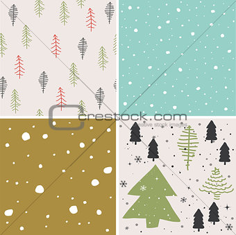 Merry christmas seamless pattern set background