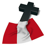 christian cross and flag of peru - 3d rendering