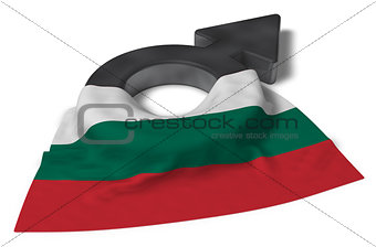 mars symbol and flag of bulgaria - 3d rendering