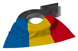 mars symbol and flag of romania - 3d rendering