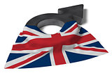 mars symbol and flag of the uk - 3d rendering
