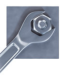 a hexagon nut with a wrench