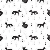 Cute hipster tribal foxes seamless vector pattern.