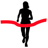 Silhouettes. Runners on sprint, women. vector illustration