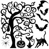 Halloween black silhouettes set 