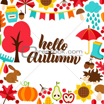 Hello Autumn Concept with Lettering