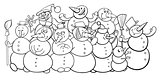 snowmen group cartoon coloring book