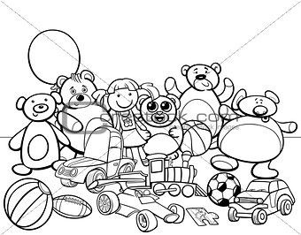 toys group cartoon coloring book