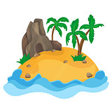 Cartoon illustration of the small tropical island