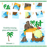 Find missing piece - Puzzle game for Children - Tropical Island and Ship