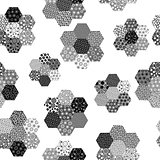 Black and white background with hexagonal patterned shapes