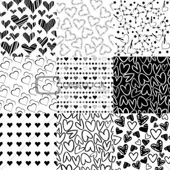 Black and white patterns for Valentines day