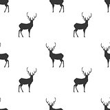 Black and white wrapping paper. Vector seamless geometric pattern with deers.