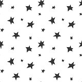 Black and white wrapping paper. Vector seamless geometric pattern with stars.
