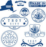 Set of generic stamps and signs of Troy, NY