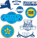 Set of generic stamps and signs of Utica, NY