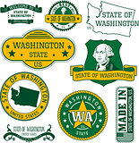 Set of generic stamps and signs of Washington state